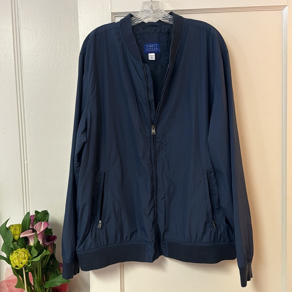 SIMPLY STYLED Lightweight Navy Blue Windbreaker Jacket Sz XL - Picture 10 of 12